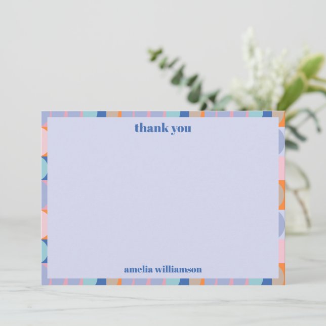 Blue Lavender Modern Personalised Bridal Shower Thank You Card (Standing Front)