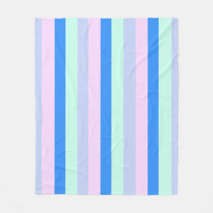 Blue, Lavender, Pink & Pastel Mint Green Stripes Fleece Blanket