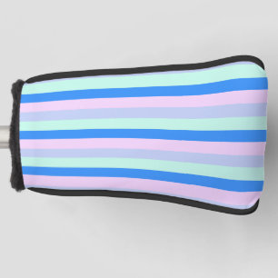 Blue, Lavender, Pink & Pastel Mint Green Stripes Golf Head Cover