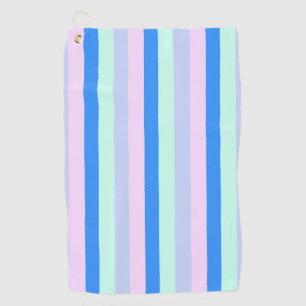Blue, Lavender, Pink & Pastel Mint Green Stripes Golf Towel