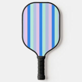 Blue, Lavender, Pink & Pastel Mint Green Stripes Pickleball Paddle