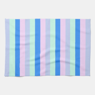 Blue, Lavender, Pink & Pastel Mint Green Stripes Tea Towel