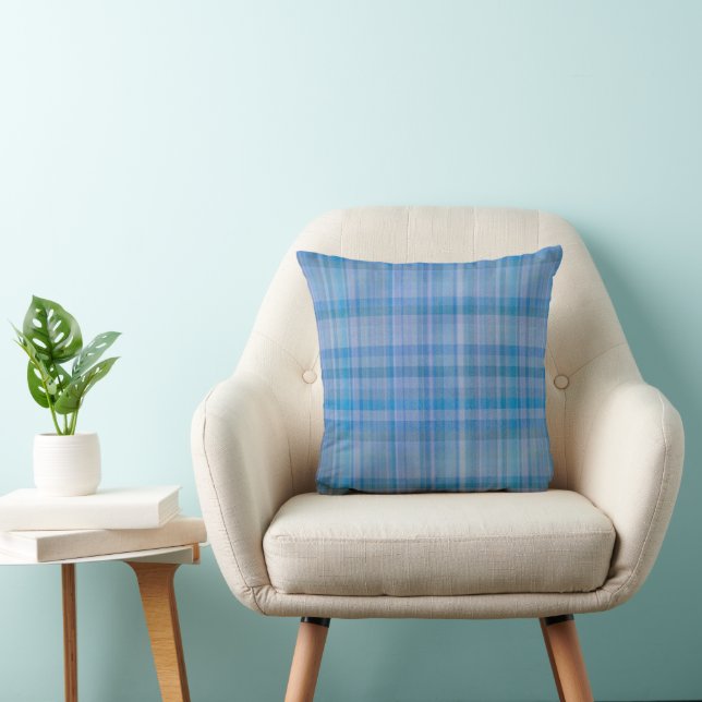 Blue Lavender Plaid Pattern Cushion (Chair)