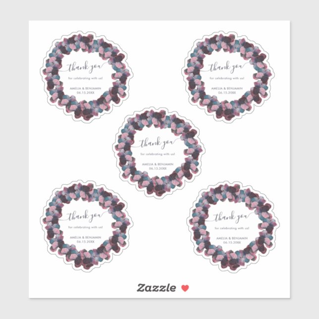 Blue Lavender Purple Hydrangeas Wedding Thank You (Sheet)