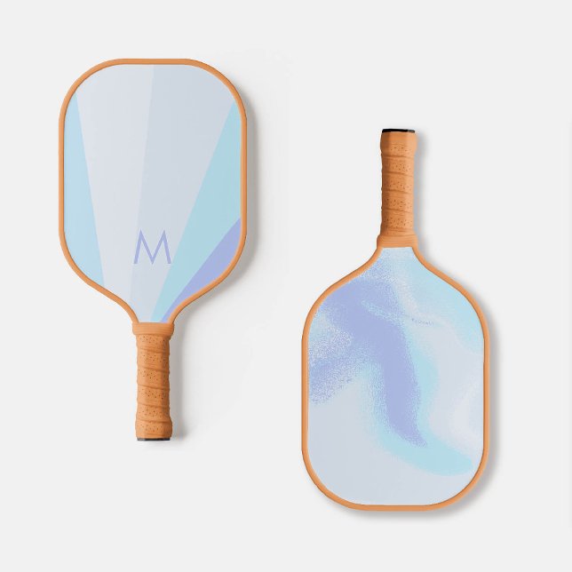 Blue Lavender Rays Monogram Modern Personalised Pickleball Paddle (personalized pickleball paddle monogram blue lavender purple custom sports gift for her)