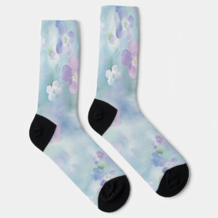 Blue Lavender White Flowers Socks
