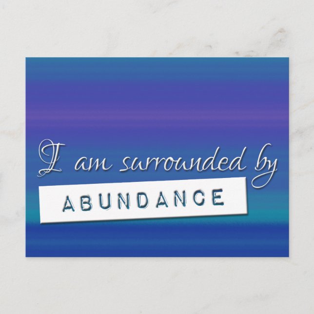 Blue Law of Attraction Abundance Affirmation Postcard (Front)