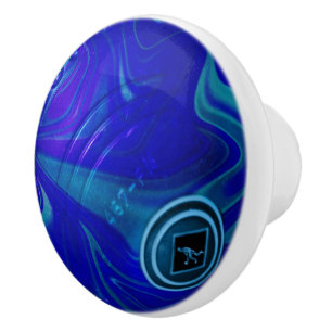 Blue Lawn Bowl, Ceramic Knob