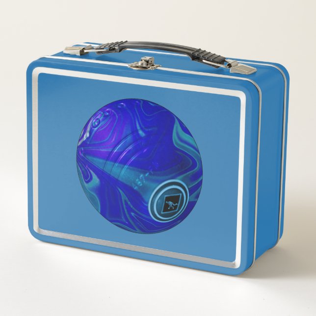Blue Lawn Bowl, Metal Lunch Box (Front)