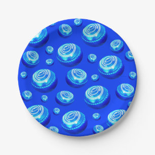 Blue Lawn Bowls Oil Paint, Paper Plate