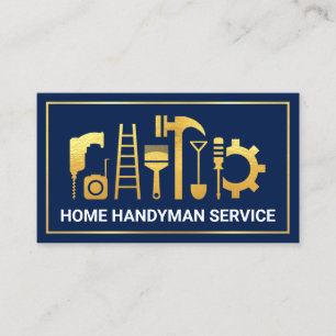 Blue Layer Gold Frame Building Business Card