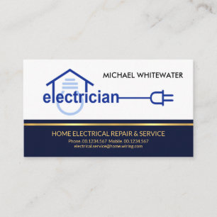 Blue Layer Gold Line Home Electrical Wiring Business Card