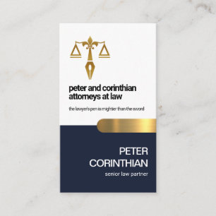 Blue Layer Gold Tab Scales Of Justice Lawyer Business Card