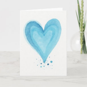 Blue Layered Watercolor Heart Card