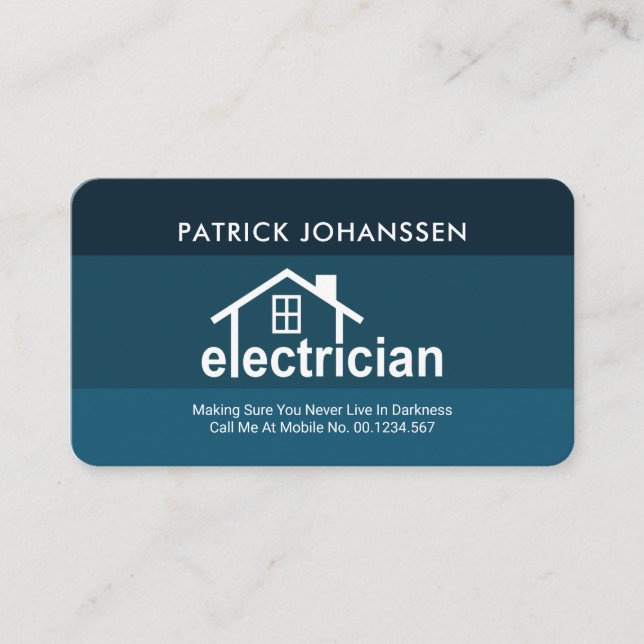 Blue Layers Creative Electrician Home Business Card (Front)