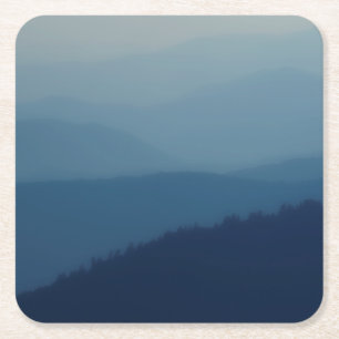 Blue Layers Square Paper Coaster