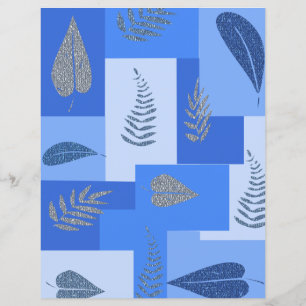 Blue Leaf Abstract Scrapbook Paper