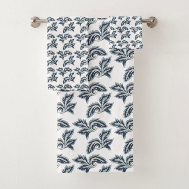 Blue Leaf Designer Towel Set (Insitu)