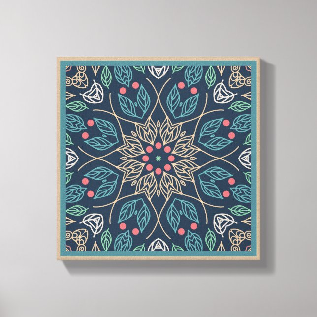 Blue Leaf Line Art Abstract Original wall decor (Front)