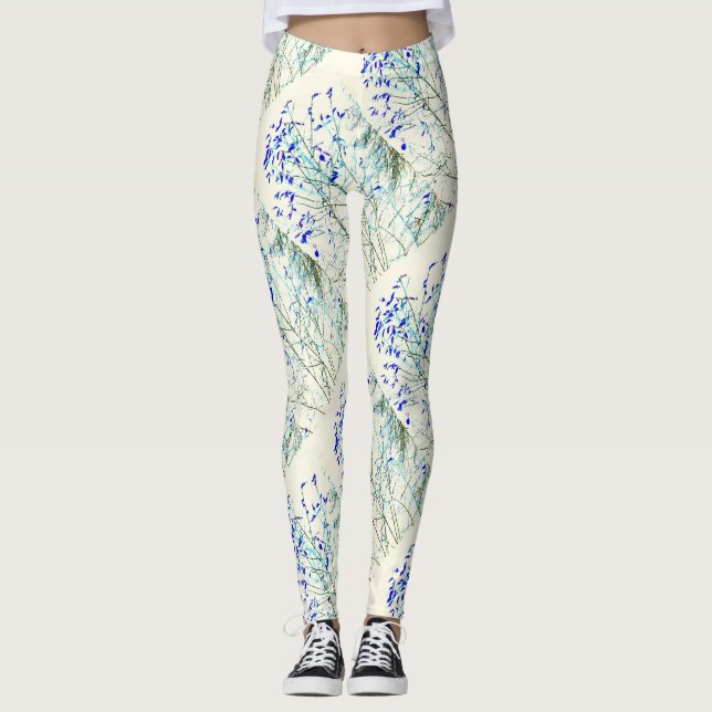 blue leaf pattern leggings (Front)
