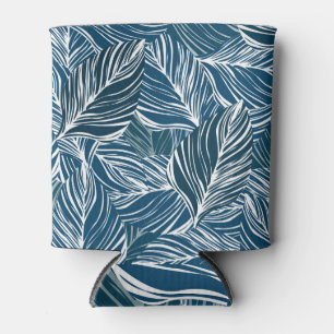 Blue Leaf Pattern: Vintage Wallpaper. Can Cooler