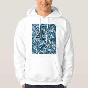 Blue Leaf Pattern: Vintage Wallpaper. Hoodie