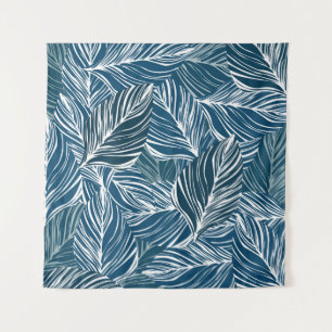 Blue Leaf Pattern: Vintage Wallpaper. Tapestry