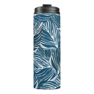 Blue Leaf Pattern: Vintage Wallpaper. Thermal Tumbler
