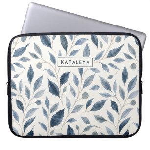 Blue Leaf Personalised Elegant Custom Laptop Sleeve