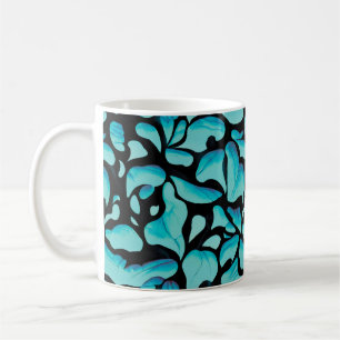 Blue Leaf Repeating Pattern Coffee Mug