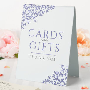 Blue leaf wedding sign cards and gifts