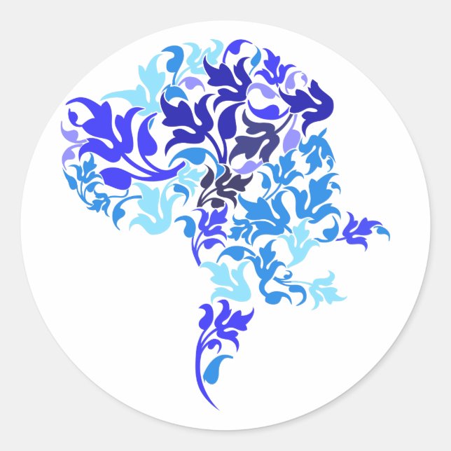 Blue leafs Great Dane Classic Round Sticker (Front)