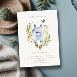 Blue Leafy Foliage Boy Clothes Baby Shower Invite<br><div class="desc">If you need any further customisation please feel free to message me on yellowfebstudio@gmail.com.</div>