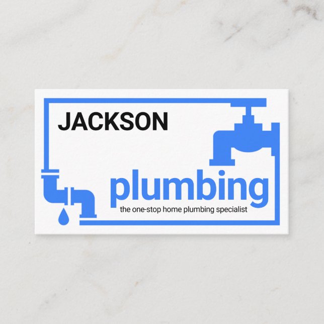 Blue Leaking Pipe Faucet Frame Business Card (Front)