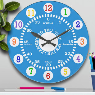 Blue Learning to Tell Time Large Clock