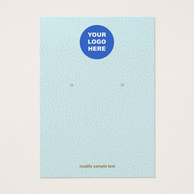 Blue Leather Add Your Logo  Earring Display Card (Front)