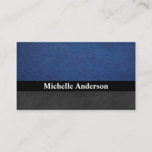 Blue Leather   Black Texture Business Card