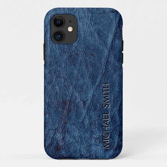 Blue Leather Case-Mate iPhone Case (Back)