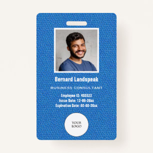 Blue Leather & Employee Photo & Logo ID Badge