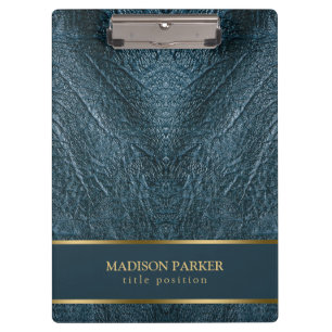 Blue Leather Gold Accents  Clipboard