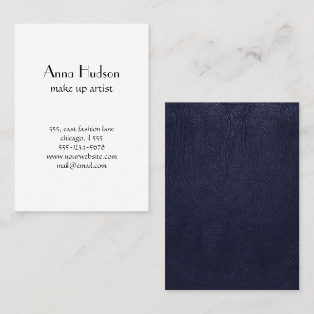 Blue Leather, Leather Texture, Leather Background Business Card (Front/Back)