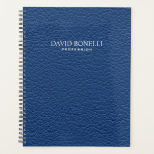 Blue Leather Masculine Personalised Elegant Planner