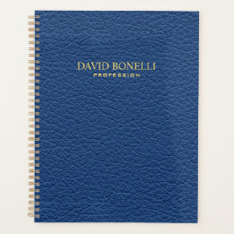 Blue Leather Masculine Personalised Elegant Planner