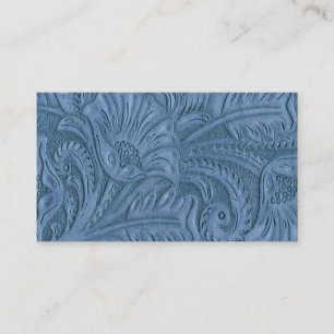 Blue Leather Print Business Cards