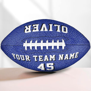 Blue Leather Print Player Name Team Number American Football
