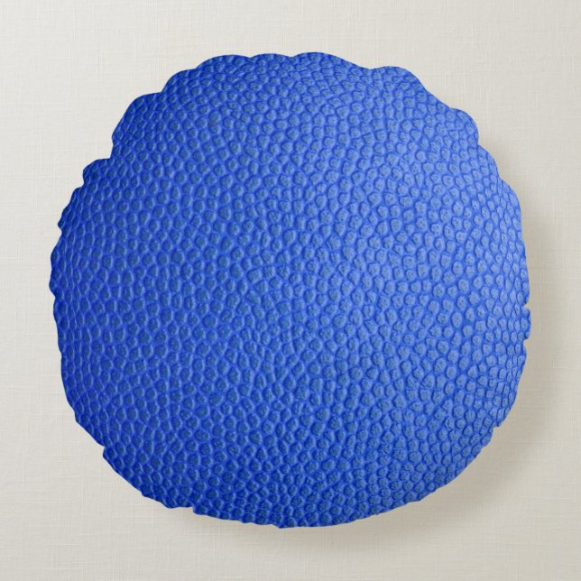 Blue leather skin texture skin round cushion (Front)