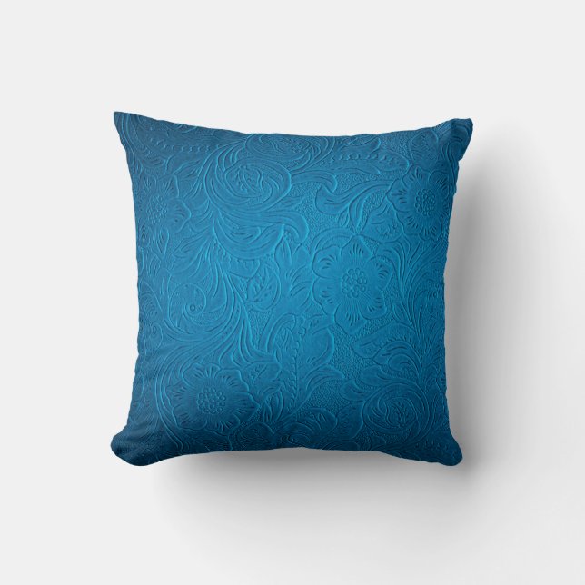 Blue leather texture cushion (Front)