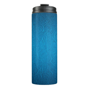Blue leather texture thermal tumbler