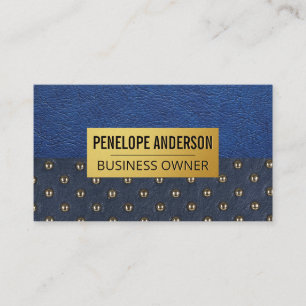 Blue Leather   Upholstered Material Business Card