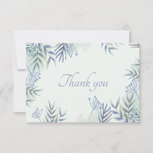 Blue Leaves and Berries Thank You Card
